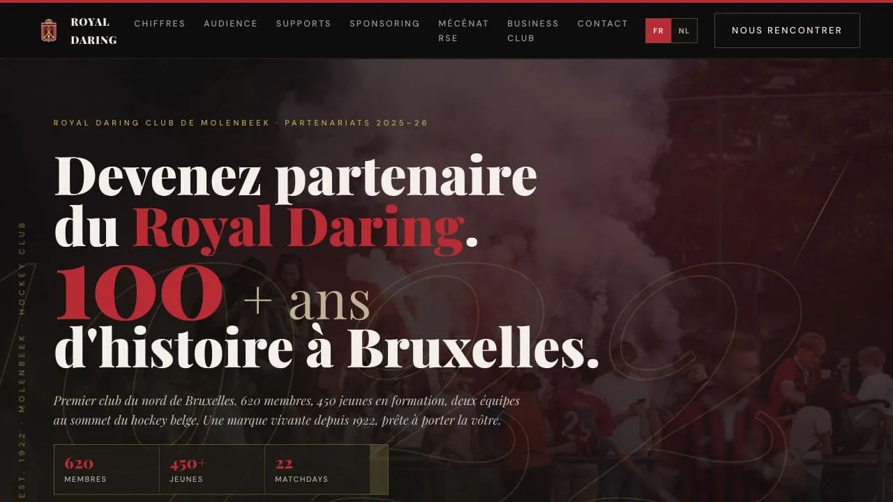 Royal Daring sponsor website preview